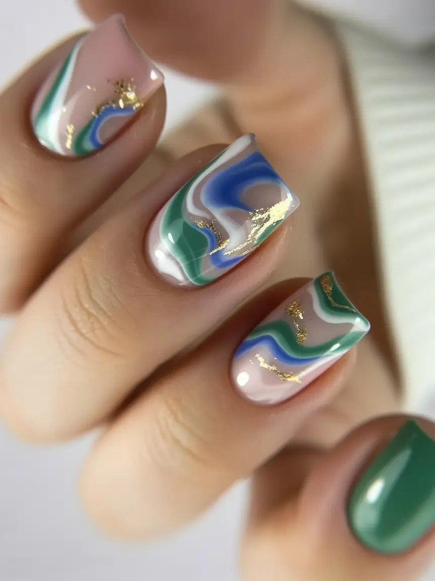 Fall Square Nails Swirls of Serenity