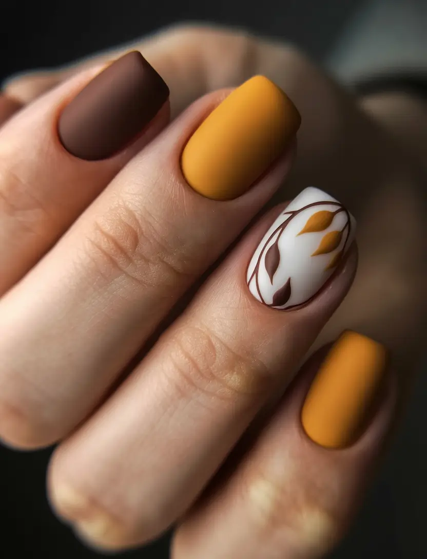 Fall Square Nails Autumn Harvest Matte