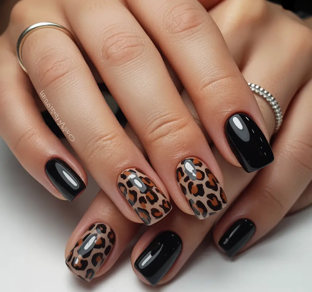 Fall Square Nails Wild Cat Energy