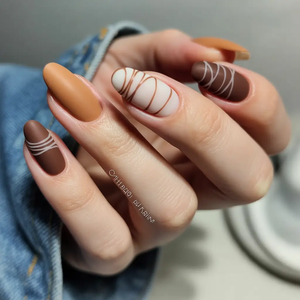 easy fall nails Mocha Swirl Matte