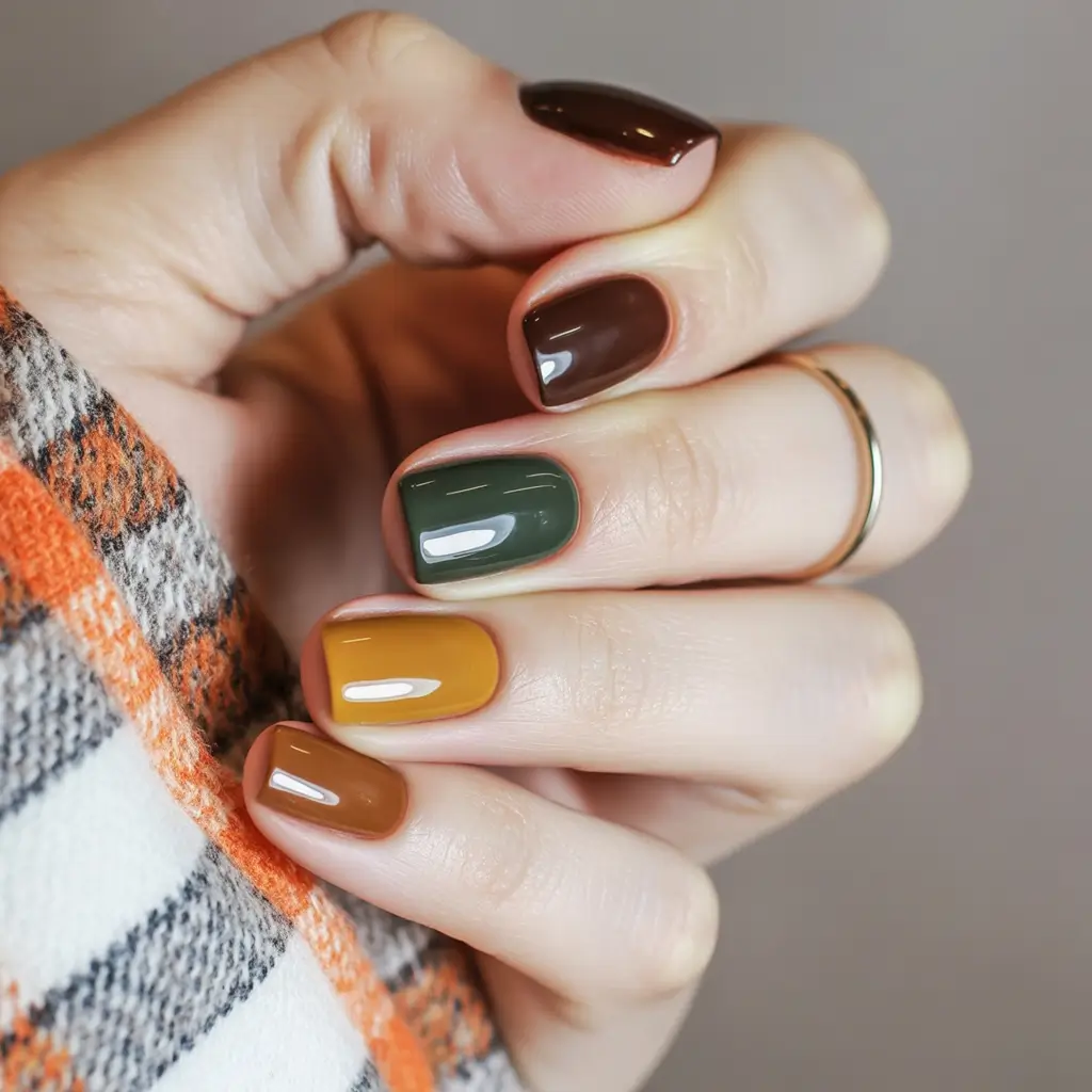 easy fall nails Harvest Patchwork