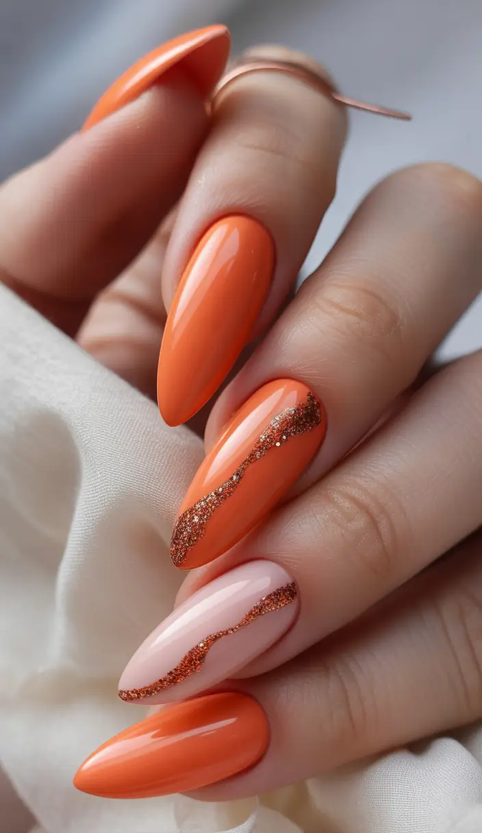 easy fall nails Pumpkin Spice Sparkle