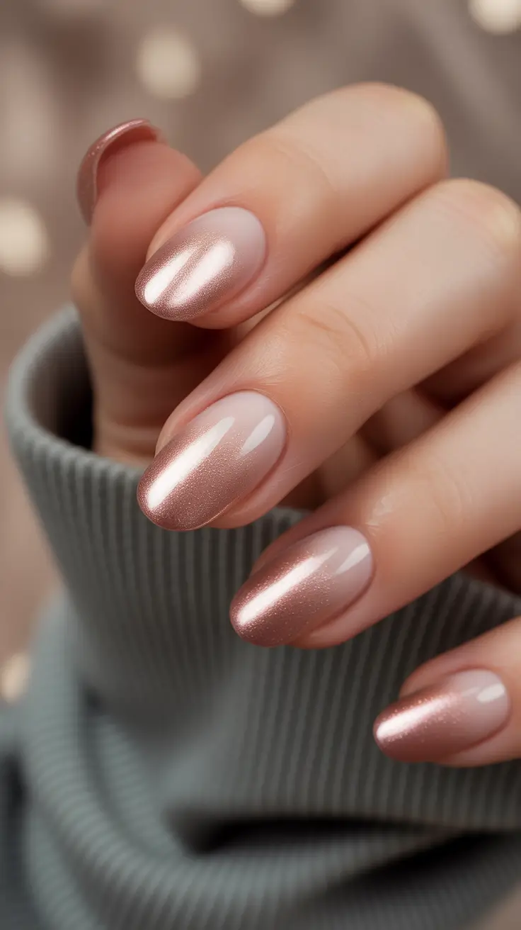 easy fall nails Rose Gold Glow