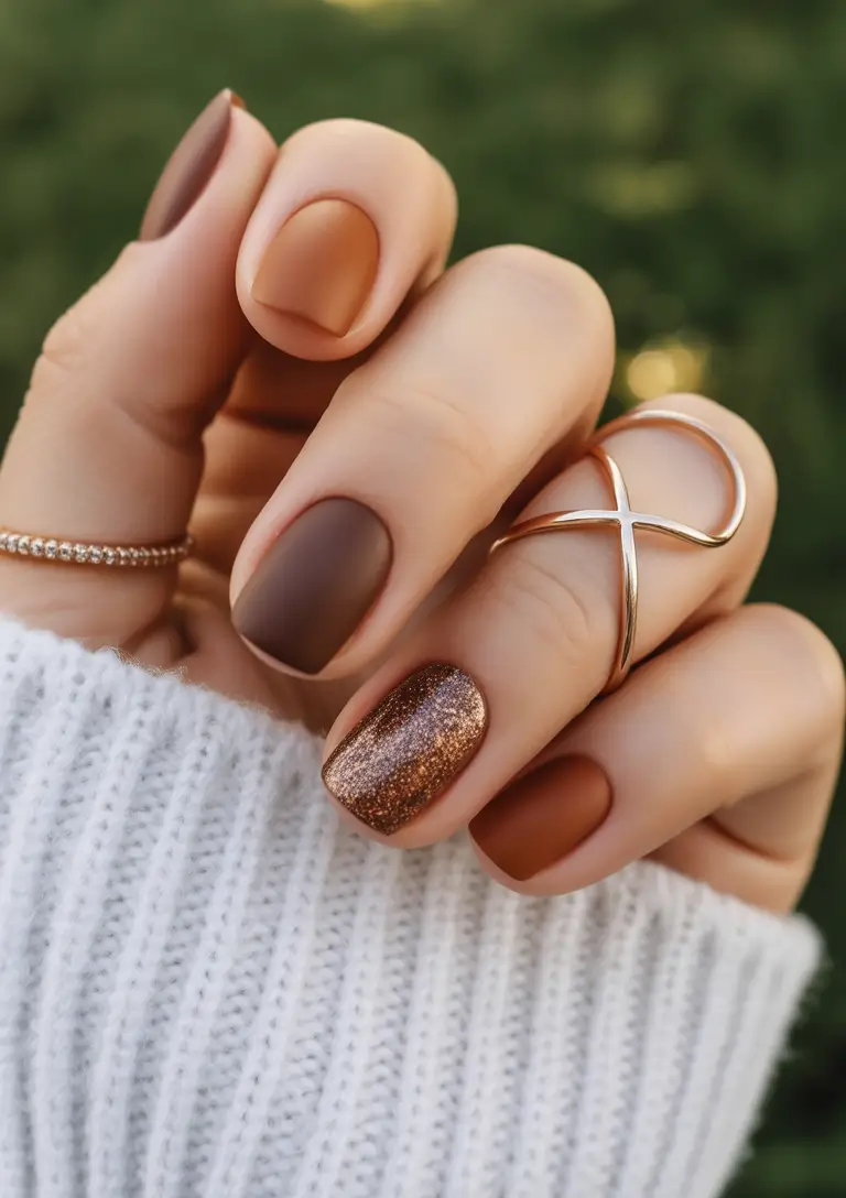 easy fall nails Earthy Bronze Mix