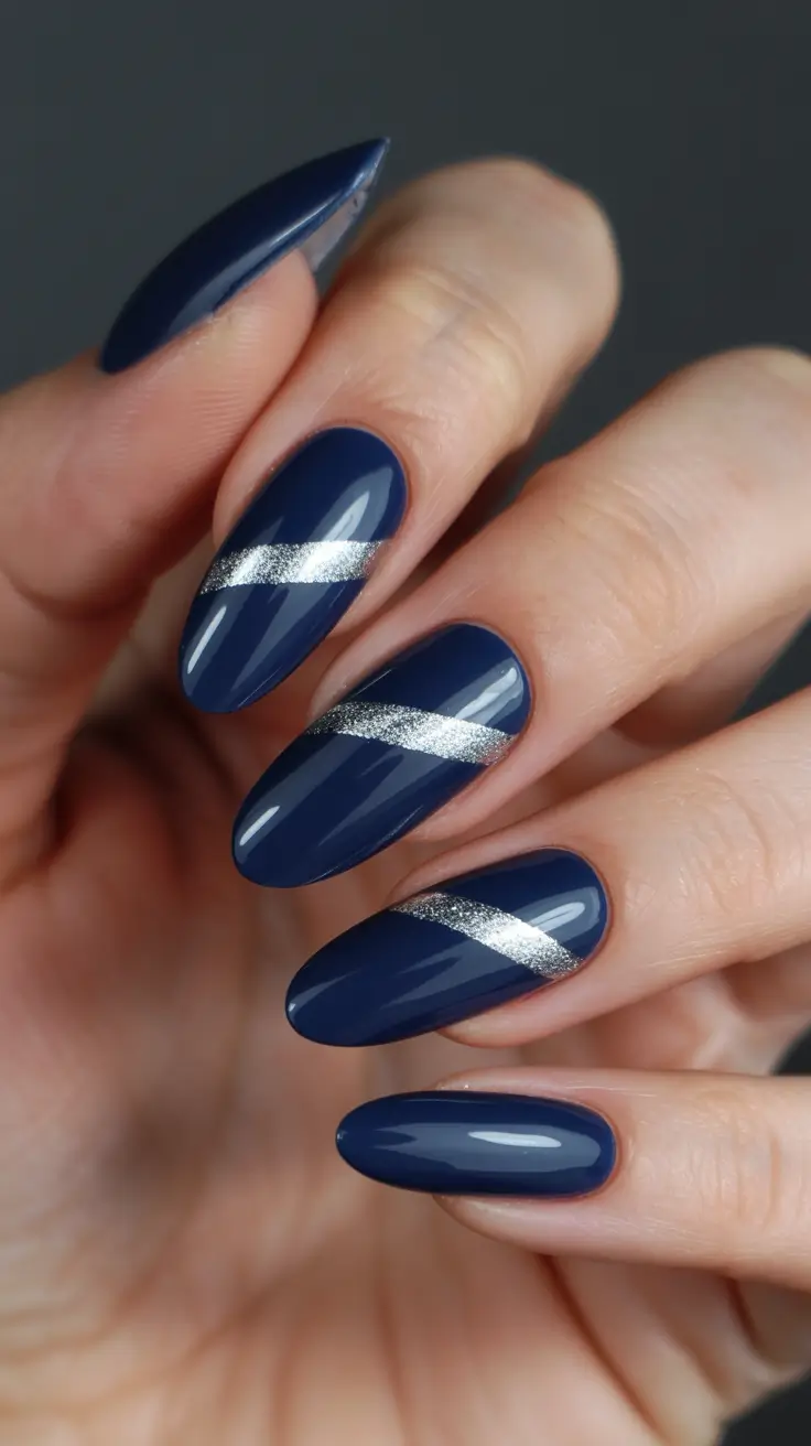 easy fall nails Midnight Blue Spark