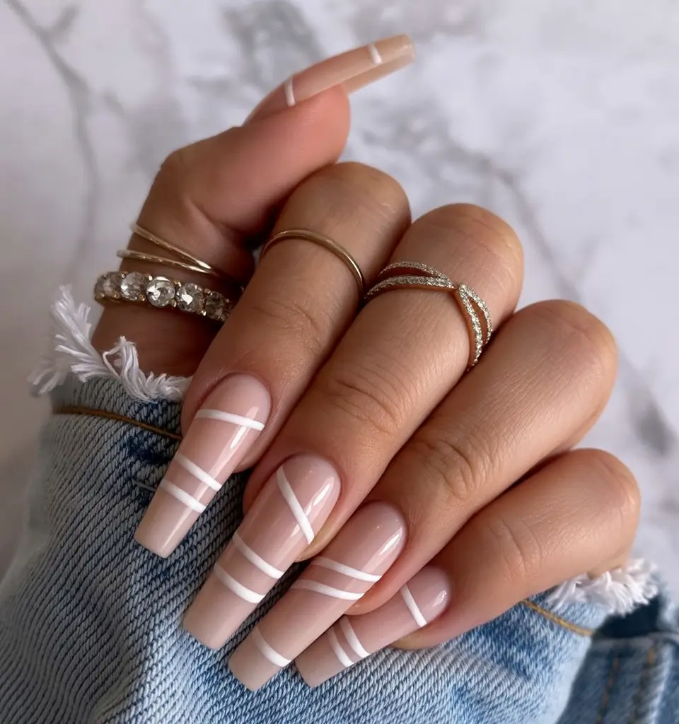 easy fall nails Geometric Chic Stripes