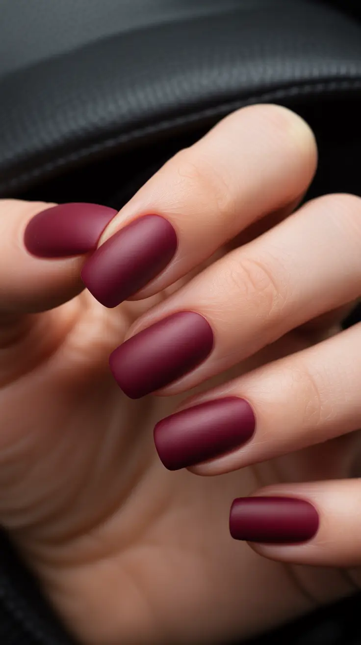 fall colors for nails Deep Burgundy Matte