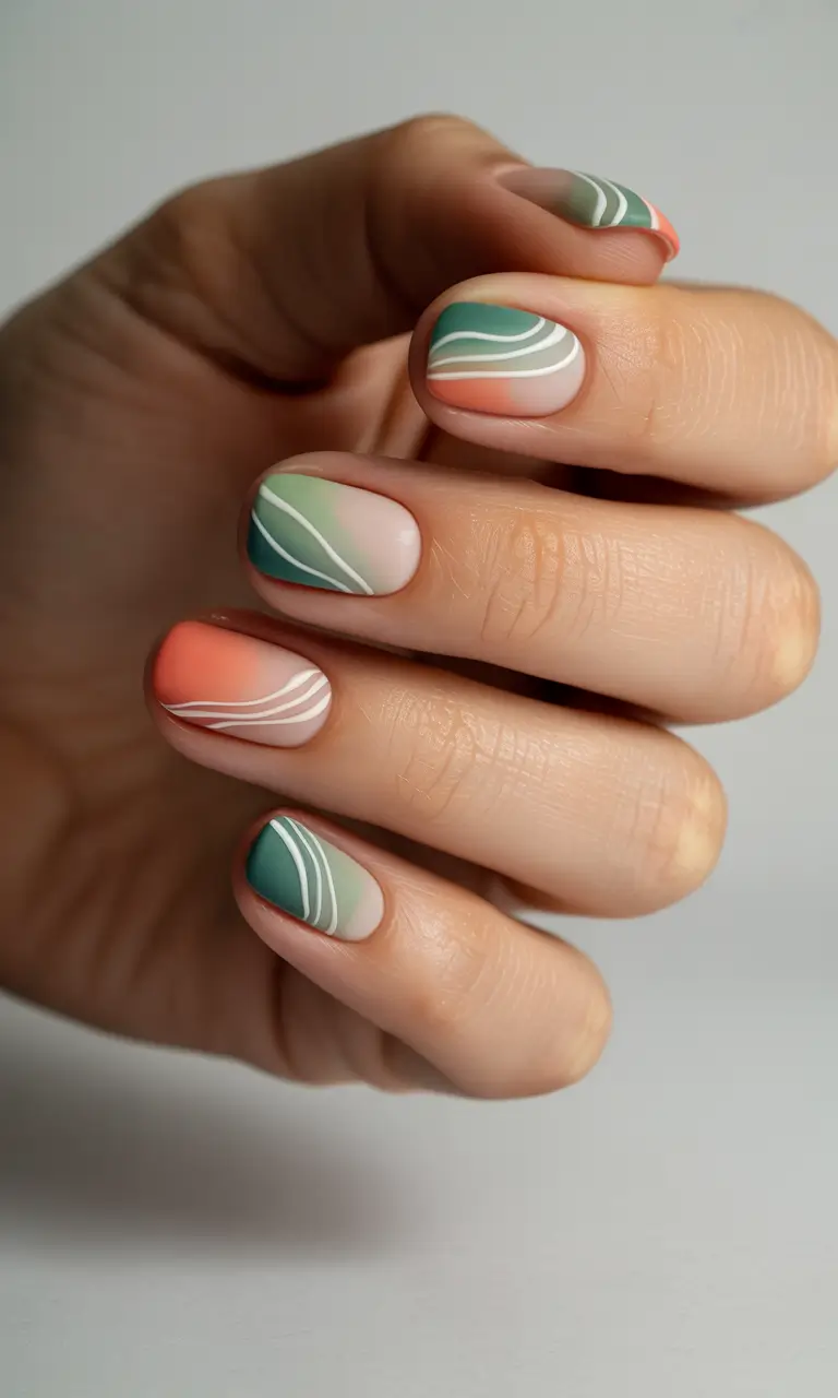 fall colors for nails Soft Gradient with Minimalist Waves
