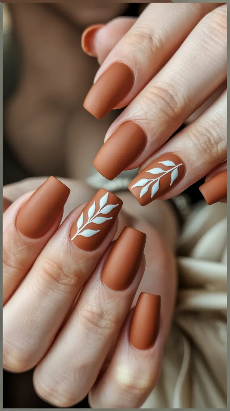 fall matte nails Rusty Branch Minimalism