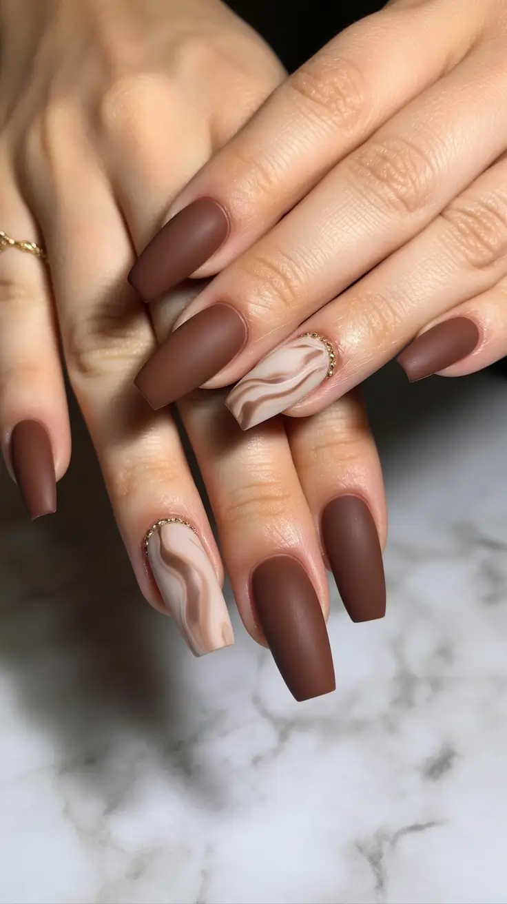 fall matte nails Rich Mocha Matte