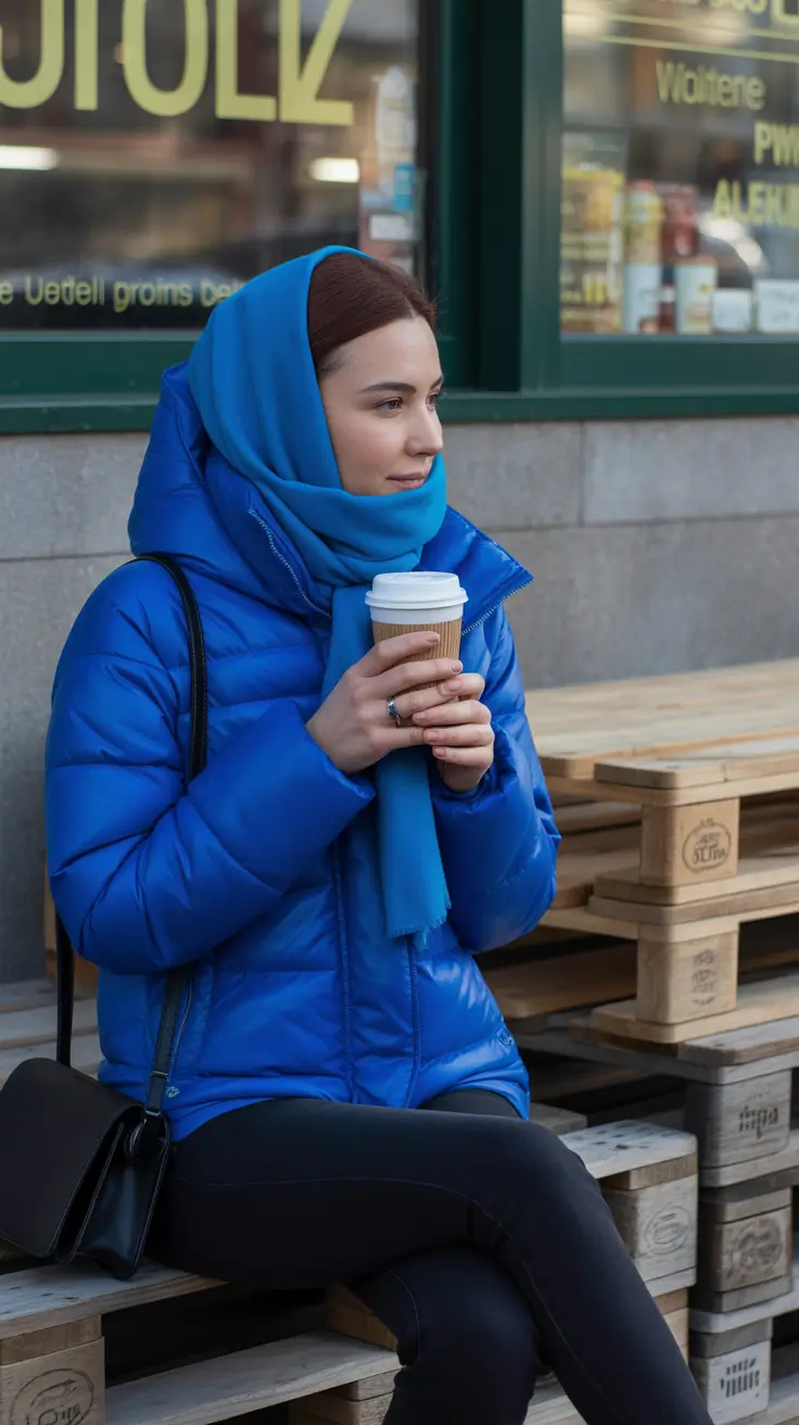 trendy winter outfits Electric Blue Hijab Winter Chic