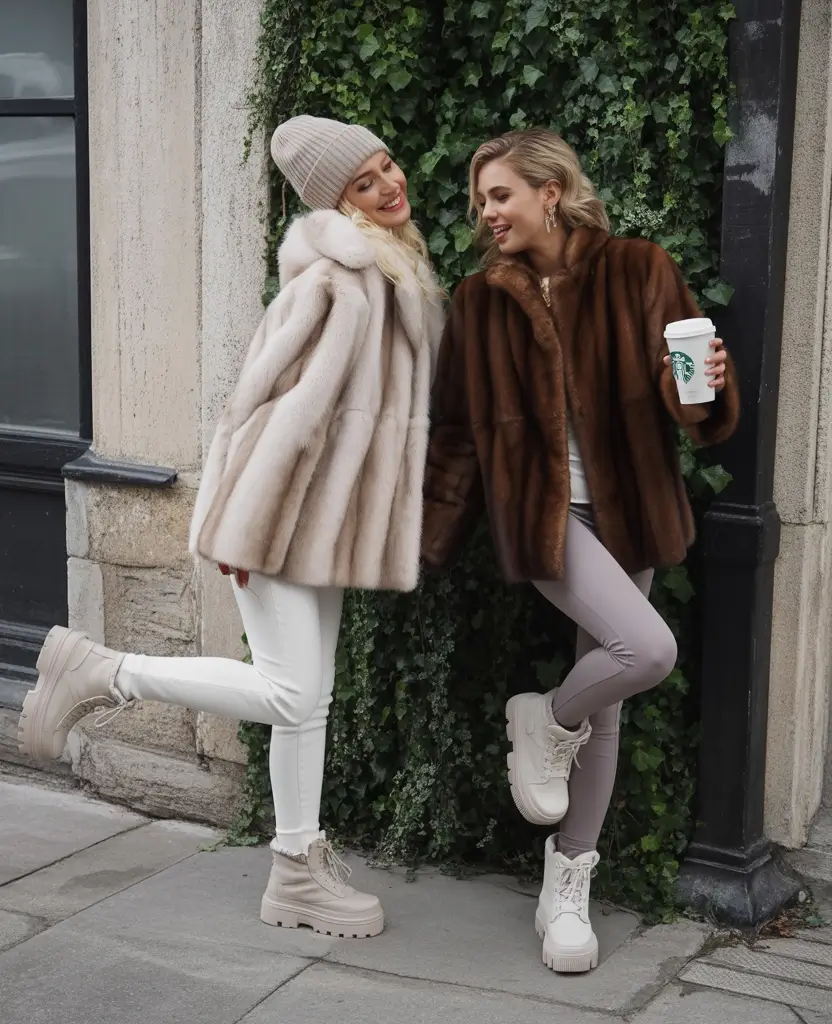 trendy winter outfits Playful Faux Fur Duo
