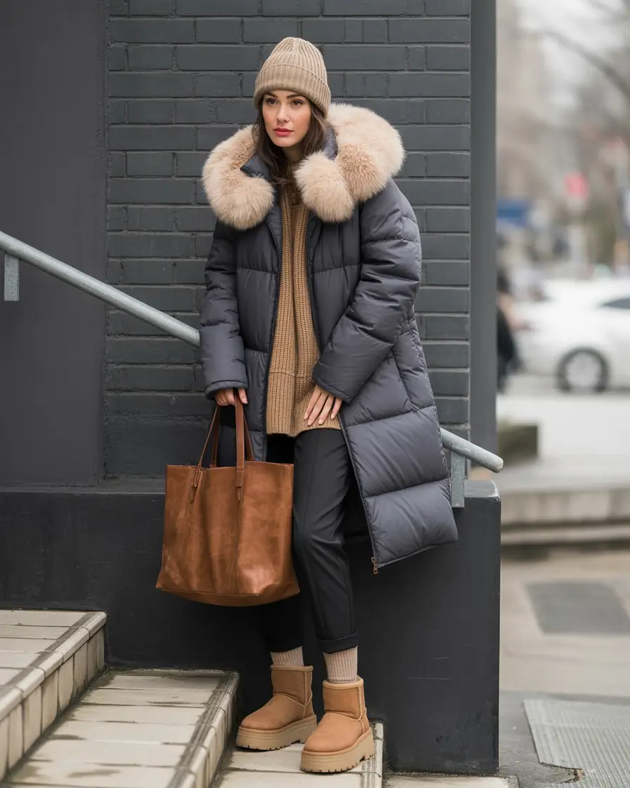 uggs outfit Puffer Warmth Meets City Practicality