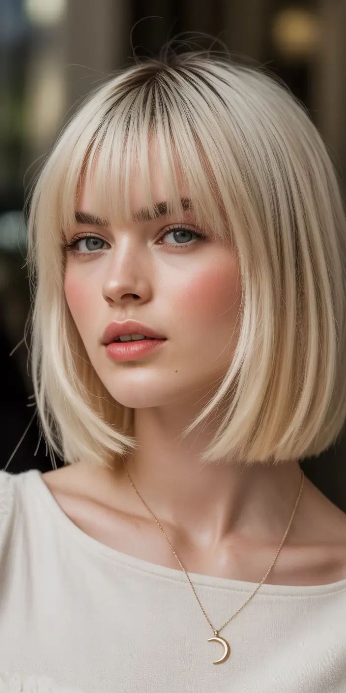 winter bob haircuts Soft Bob with Feathered Bangs