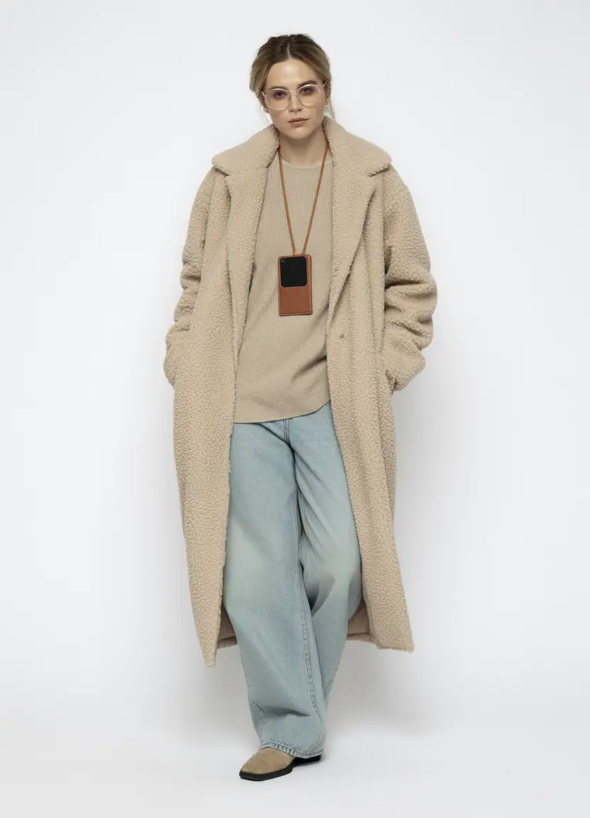 winter capsule wardrobe Teddy Coat Ease with Denim