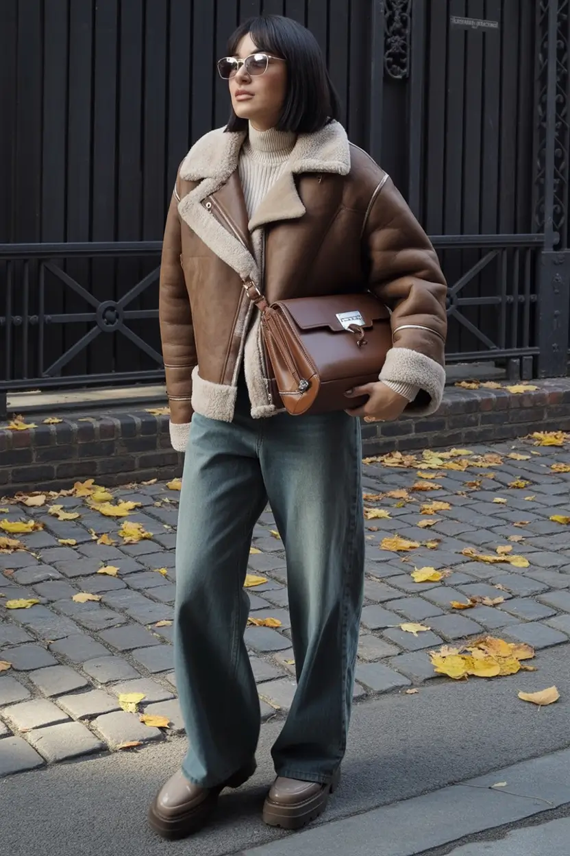 winter capsule wardrobe Shearling Strength with Denim