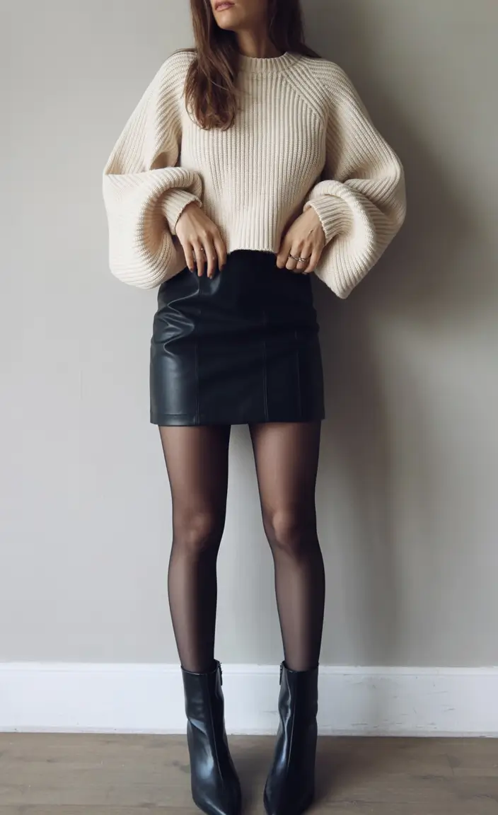 winter capsule wardrobe Playful Edge with Leather and Knit