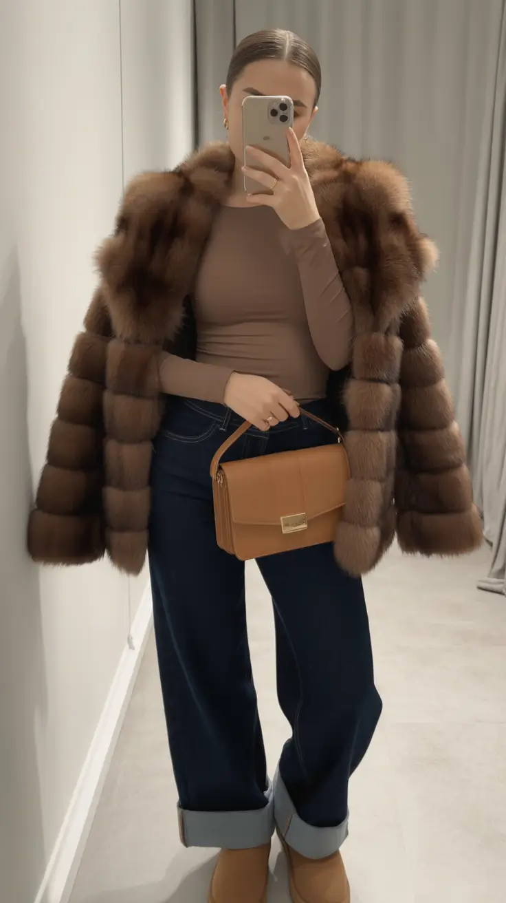 winter capsule wardrobe Modern Casual with Denim and Fur