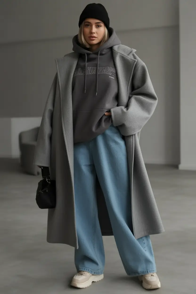 winter capsule wardrobe Street-Smart Layering in Grey and Denim