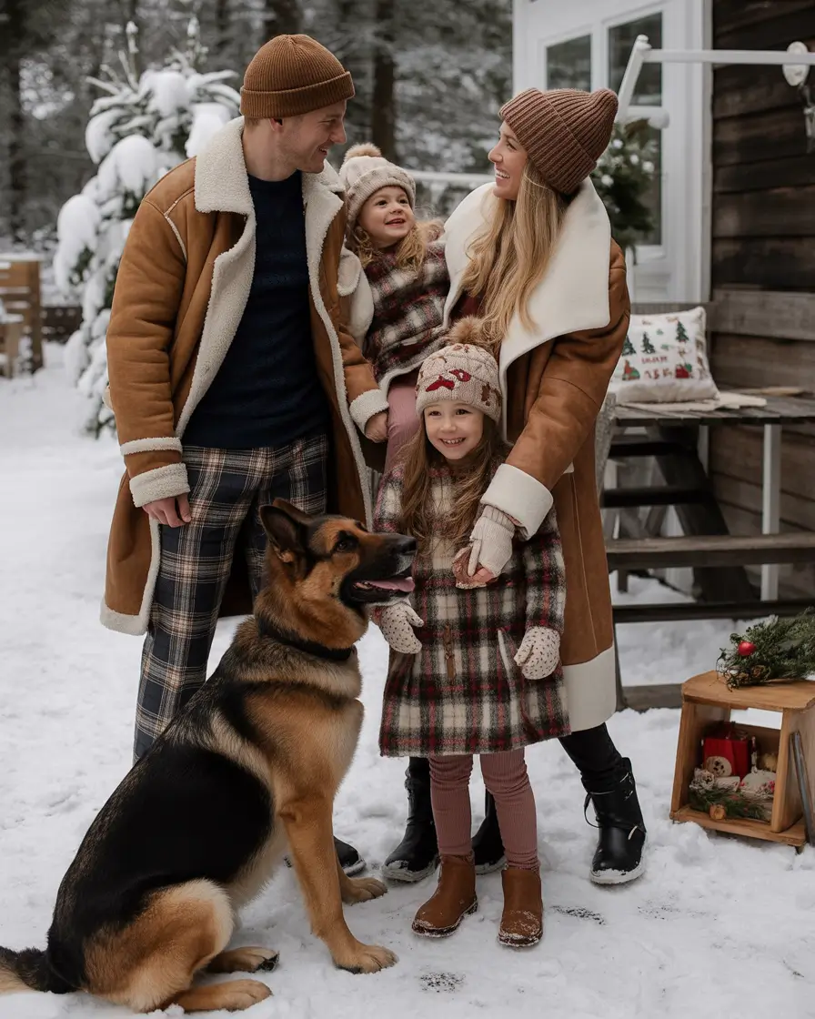 winter family photo outfits Warm Neutrals in the Snow