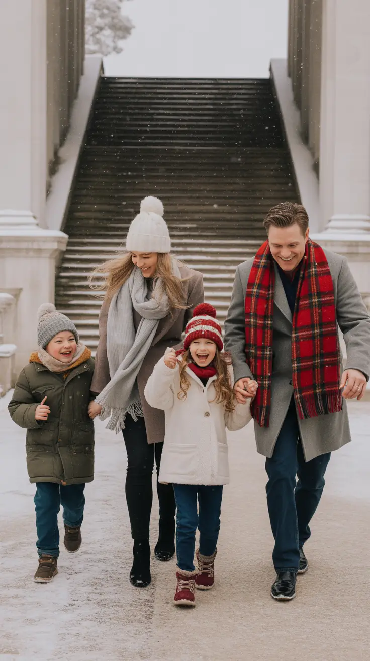 winter family photo outfits Classic Red and Gray Accents