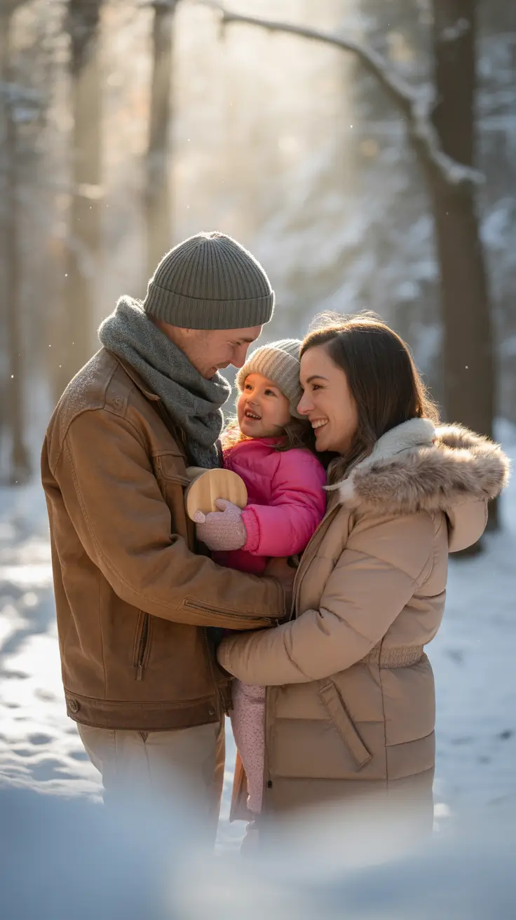 winter family photo outfits Soft Neutrals with a Pop of Pink