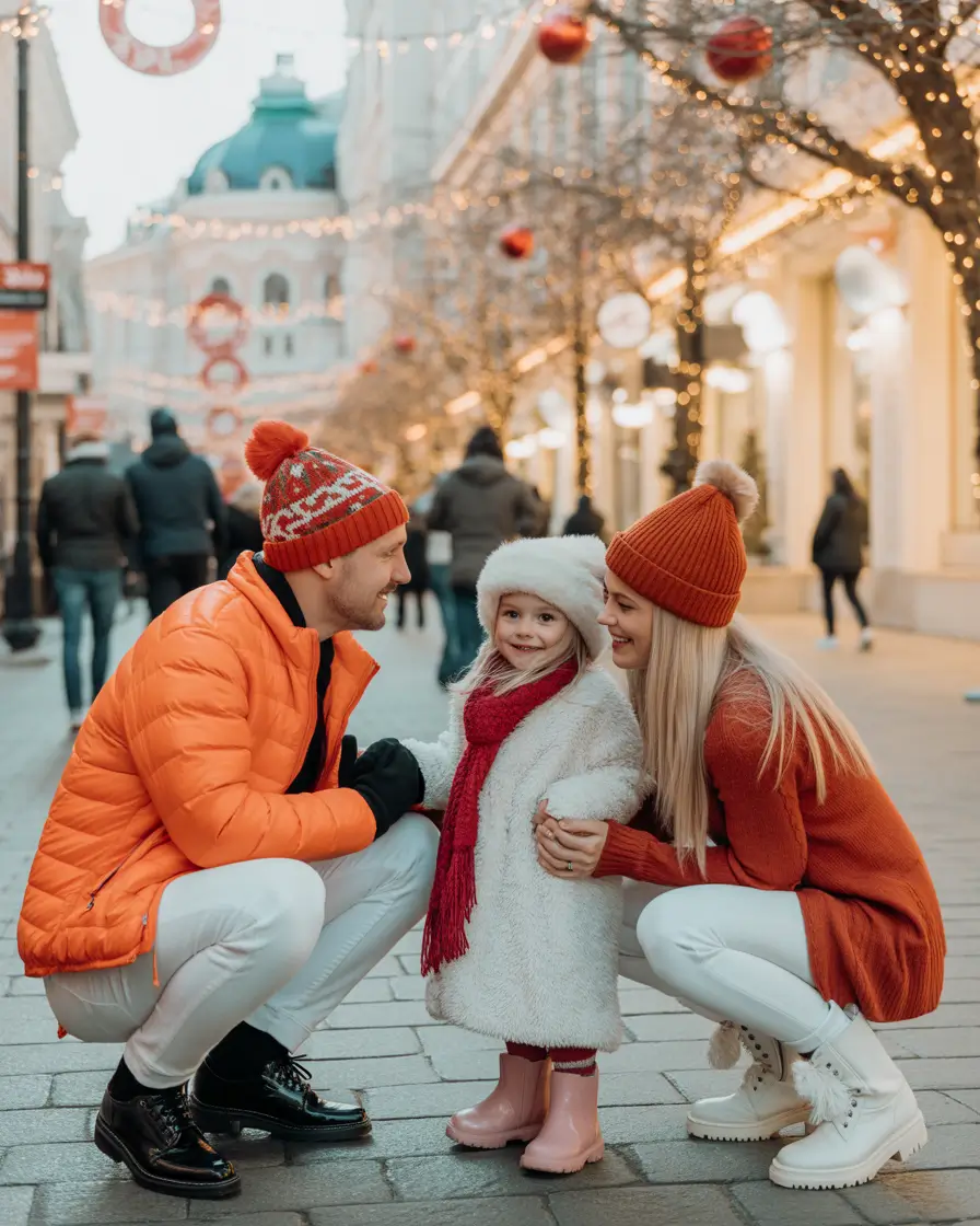 winter family photo outfits Urban Holiday Glow