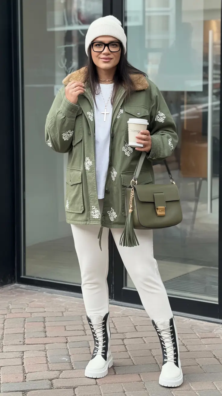 winter fashion inspo Utility Jacket with Feminine Flourishes