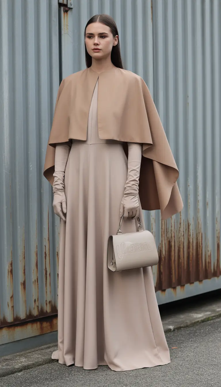 winter fashion inspo Sculpted Neutrals with Cape Elegance