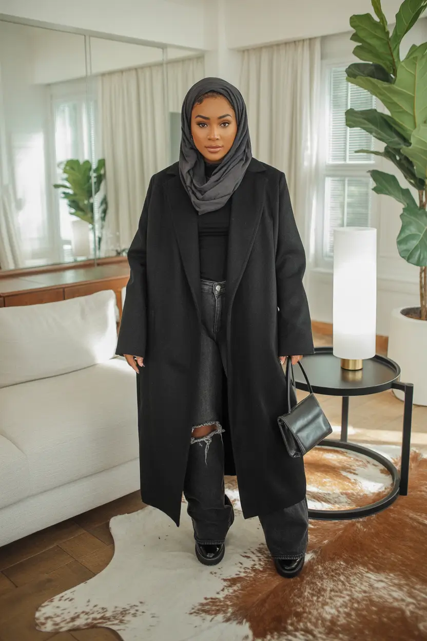 winter fashion outfits Monochrome Black with Subtle Drama