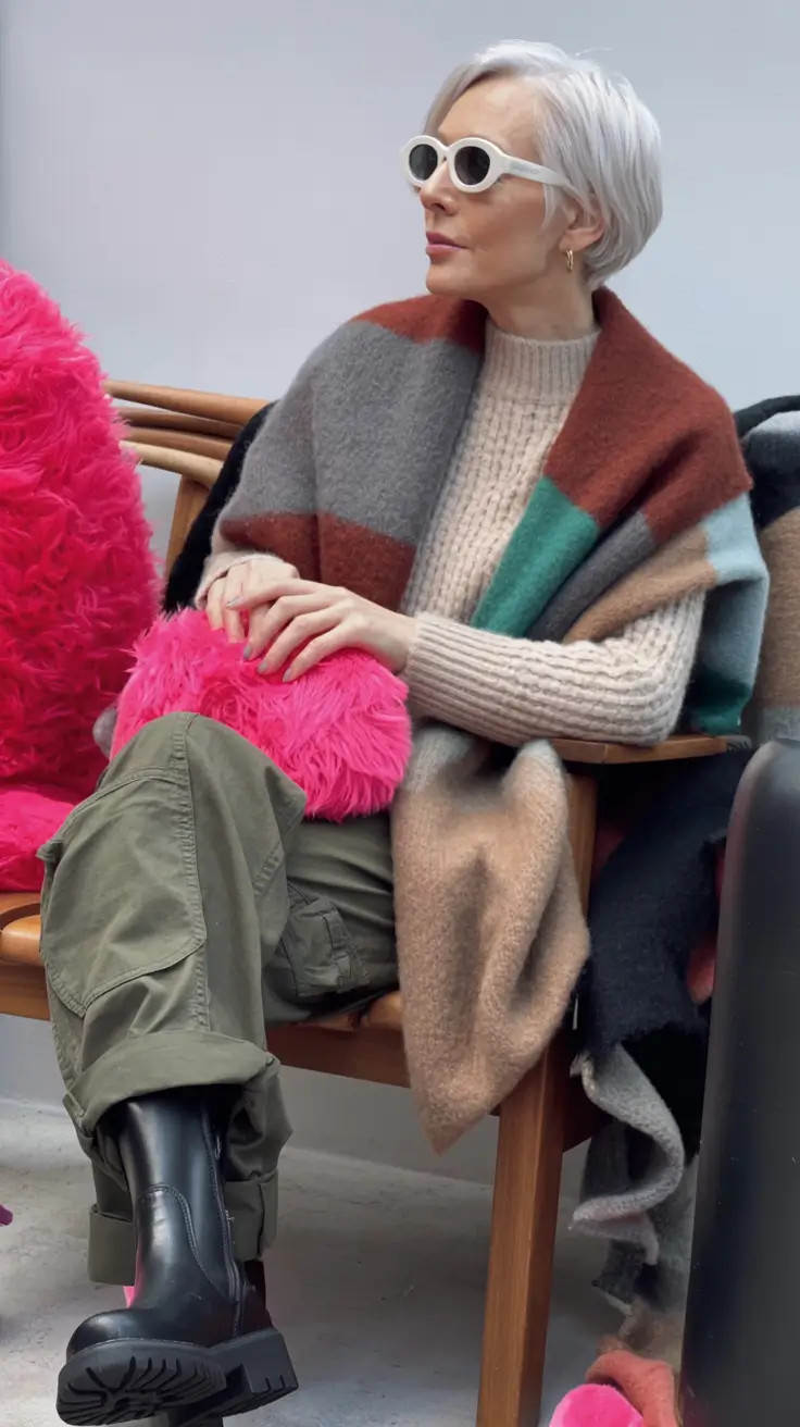 winter fashion outfits Patchwork Warmth with Relaxed Cargo