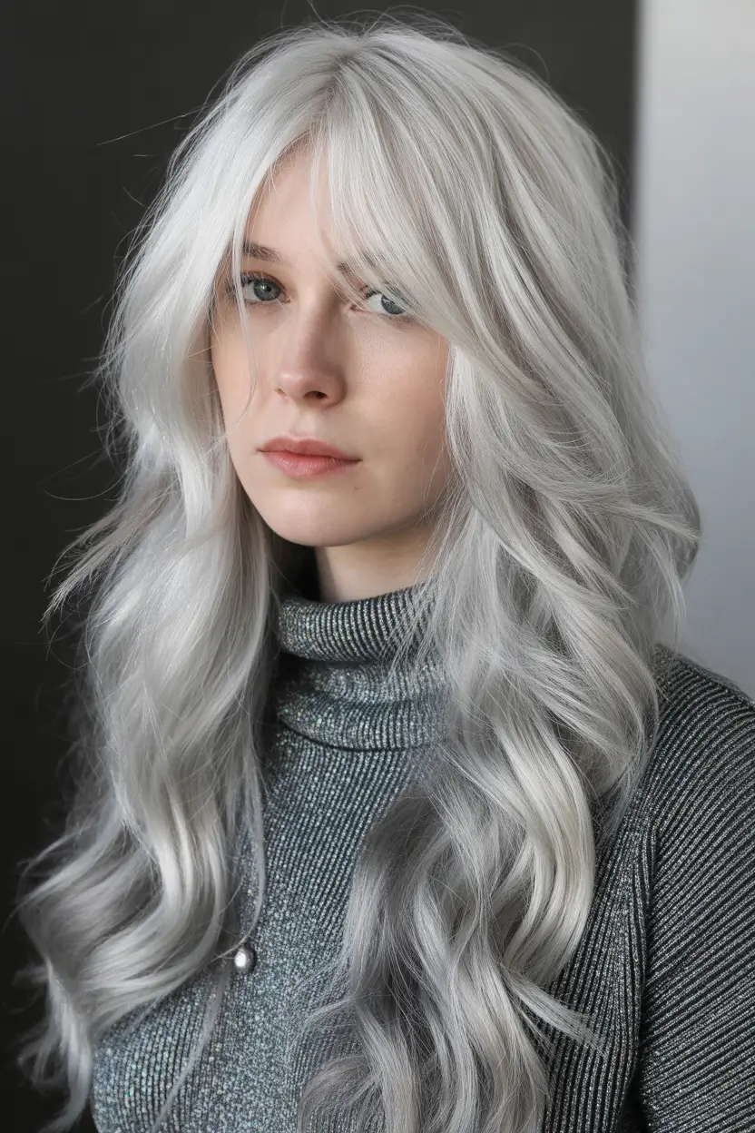 winter hair colors for blondes Silver Snowfall Layers