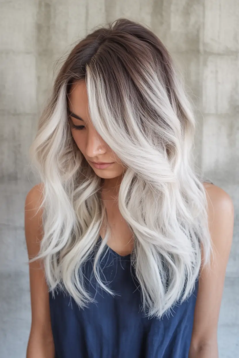 winter hair colors for blondes Frosted Ombre Blonde