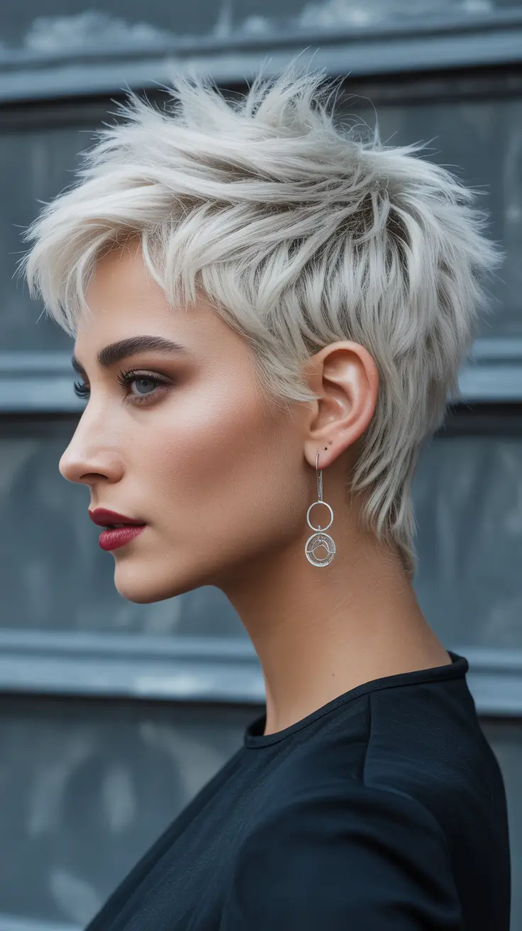 winter hair colors for blondes Edgy Short Platinum Crop
