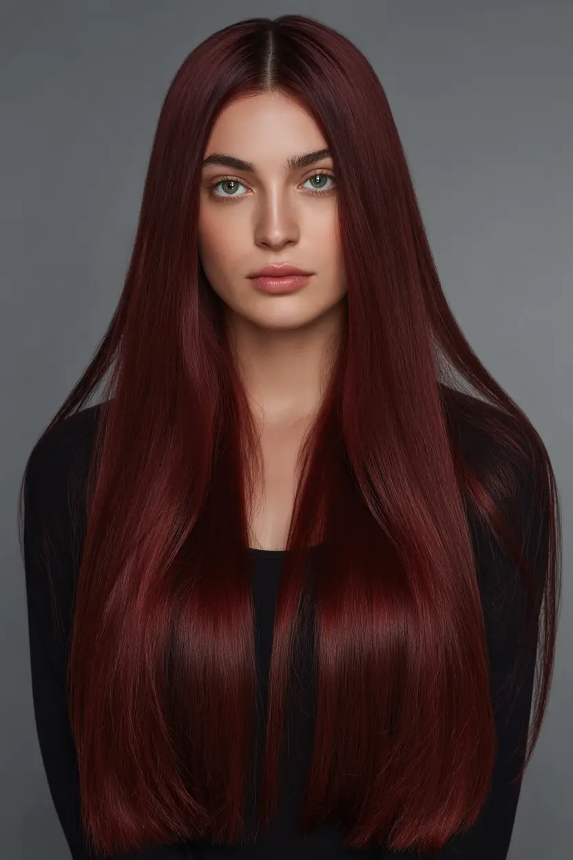 winter hair colors for brunettes Burgundy Sleekness