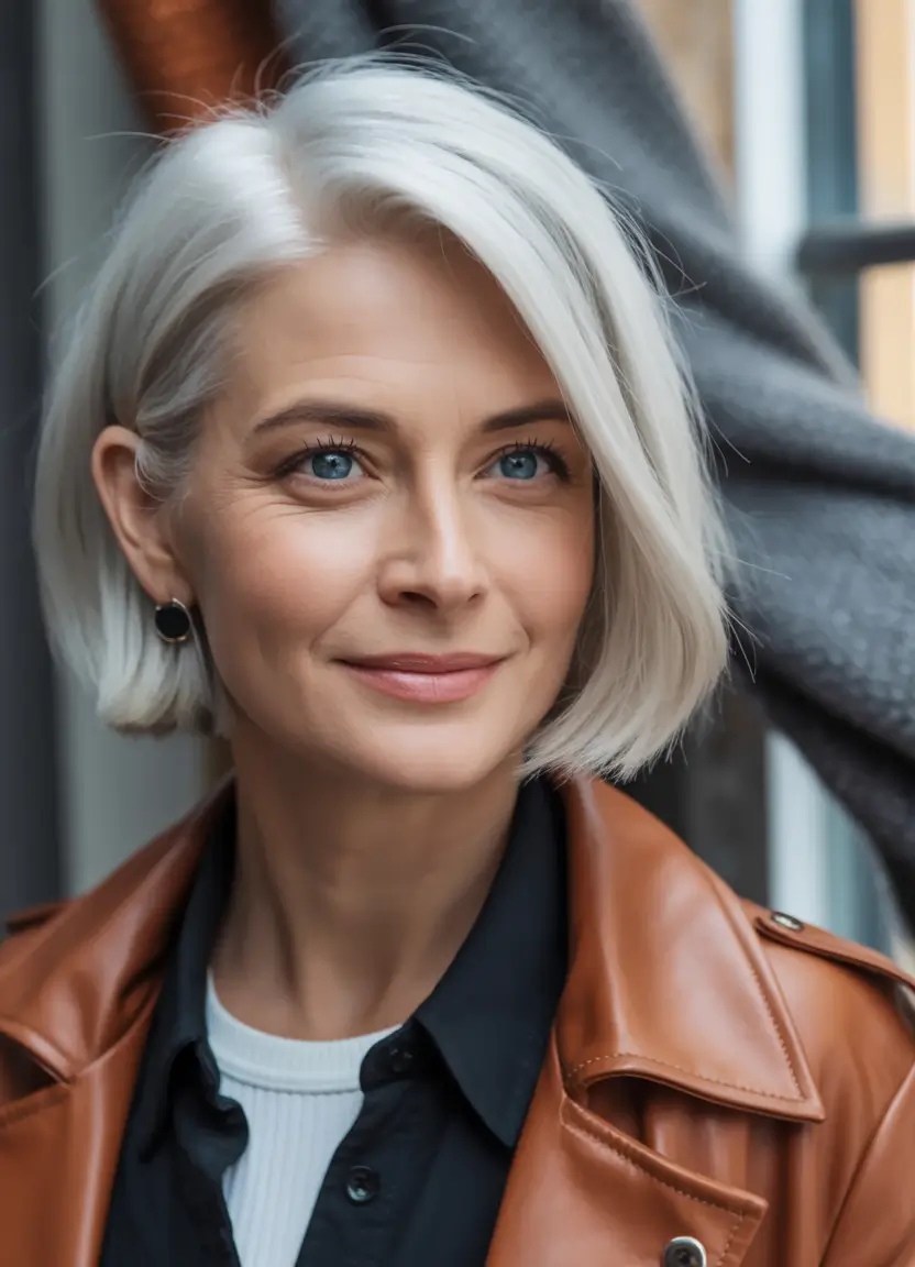 winter hair colors Frosted Pearl Bob