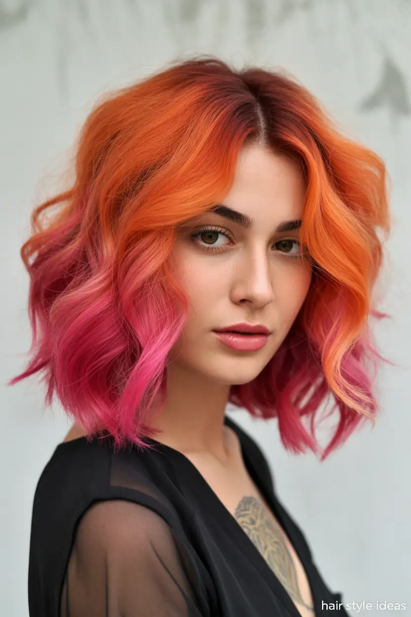 winter haircuts and colors Tangerine & Fuchsia Blend