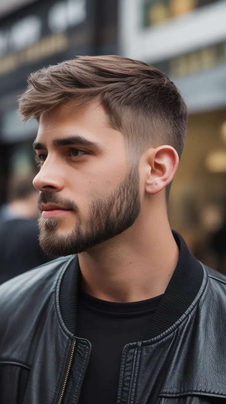 winter haircuts for men Textured Crop with Clean Fade