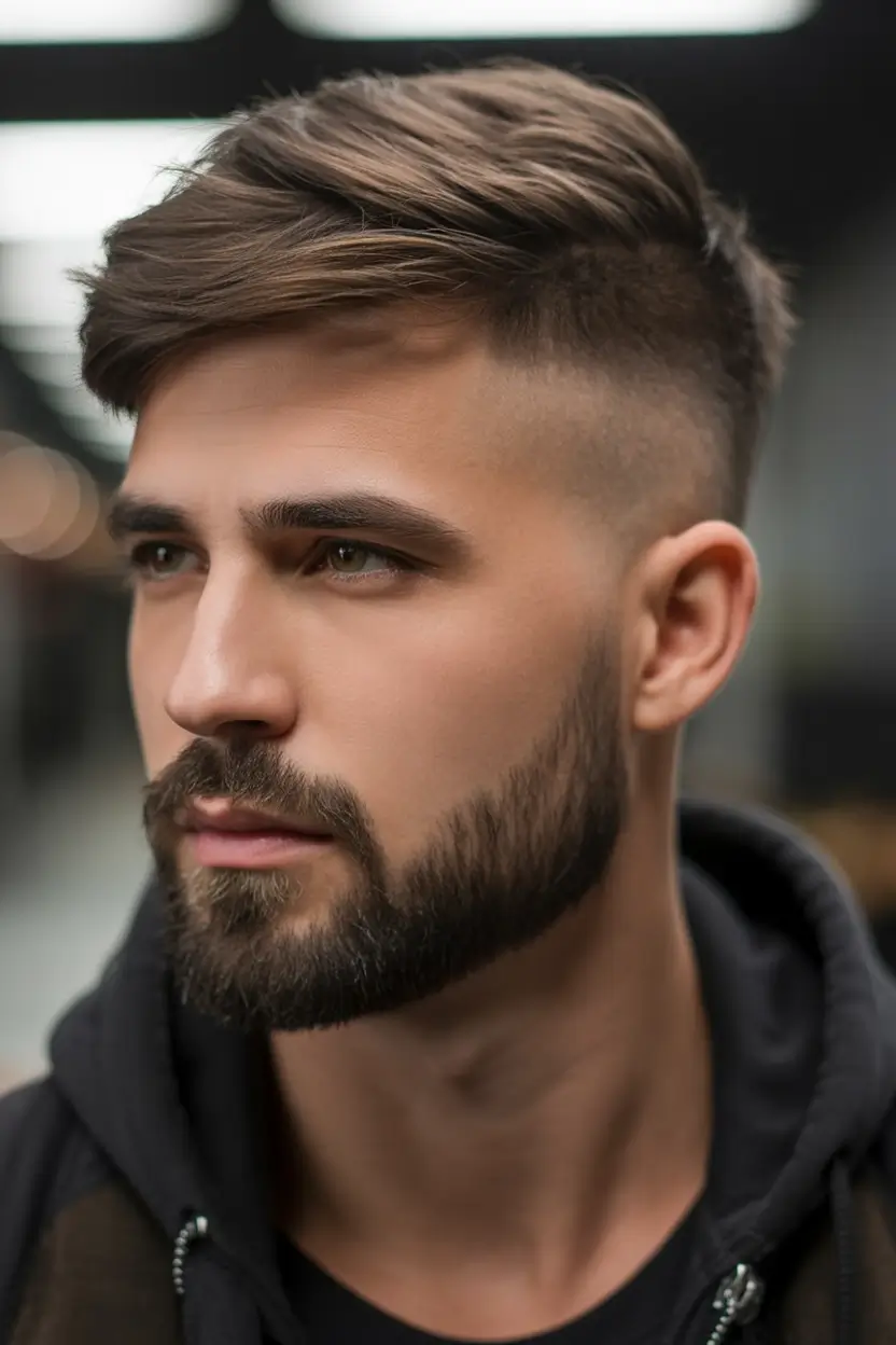 winter haircuts for men Faded Fringe with Strong Lines