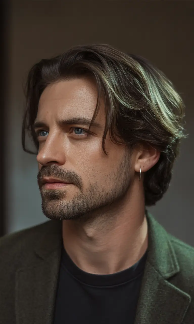 winter haircuts for men Medium-Length Wavy Sweep