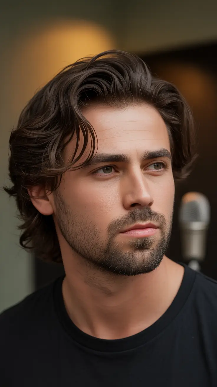 winter haircuts for men Medium-Length Waves with Natural Flow