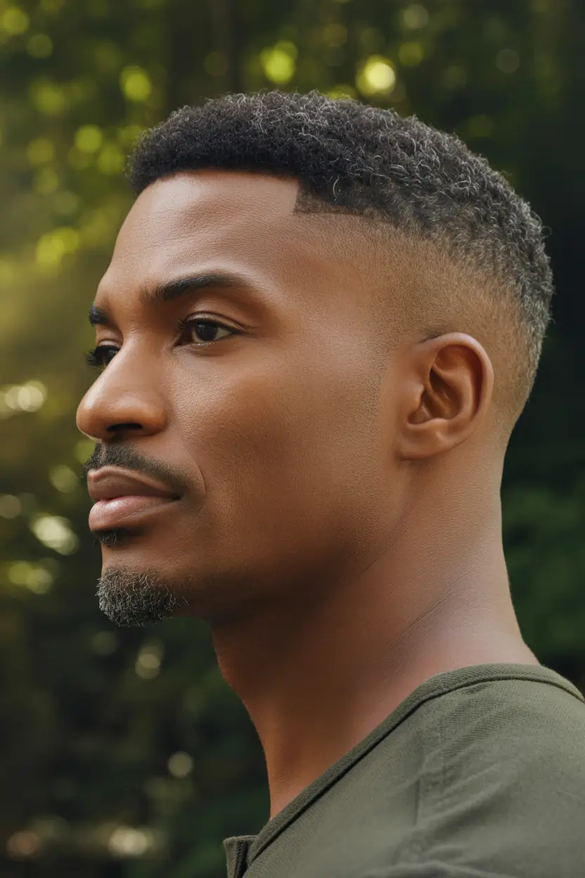 winter haircuts for men Short Fade with Tight Curls