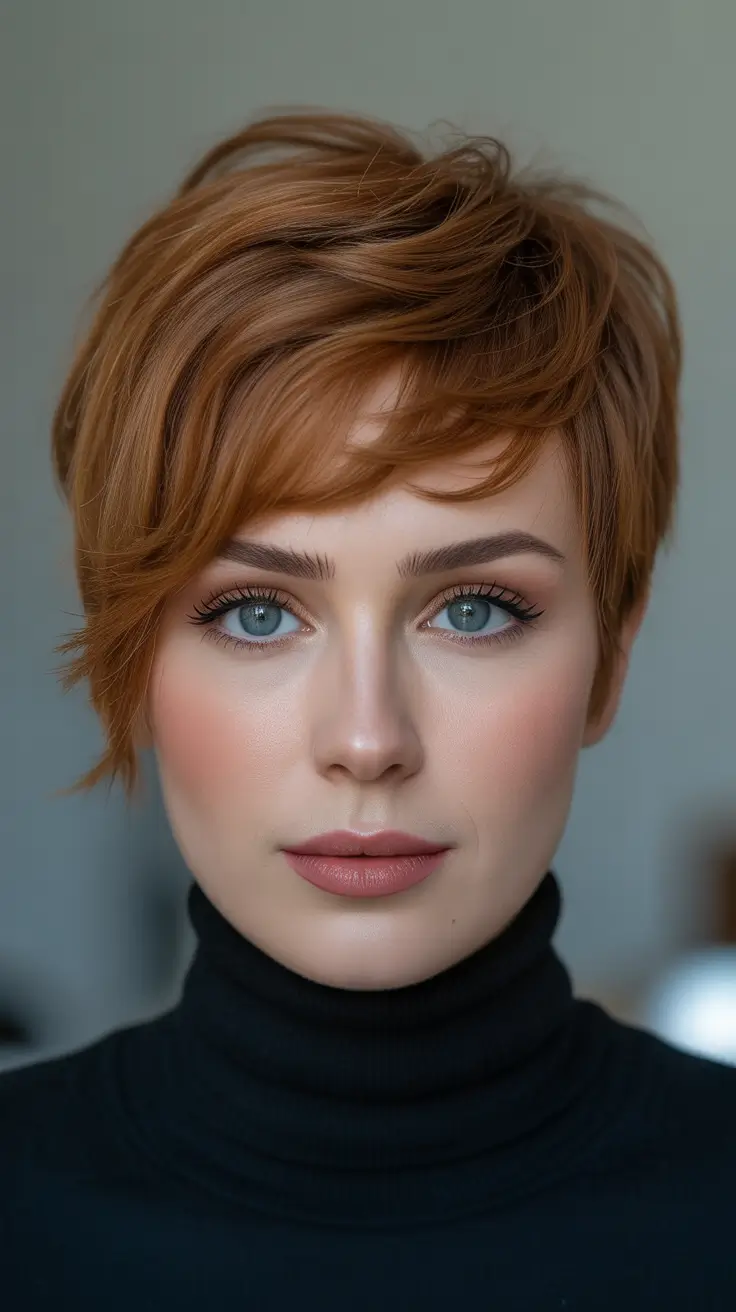 winter haircuts for round faces Spiced Ginger Pixie