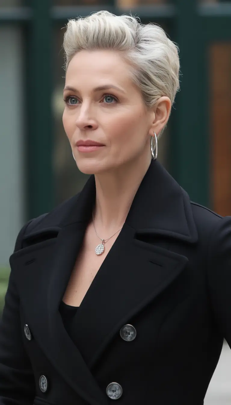 winter haircuts for women over 40 Polished Platinum Quiff