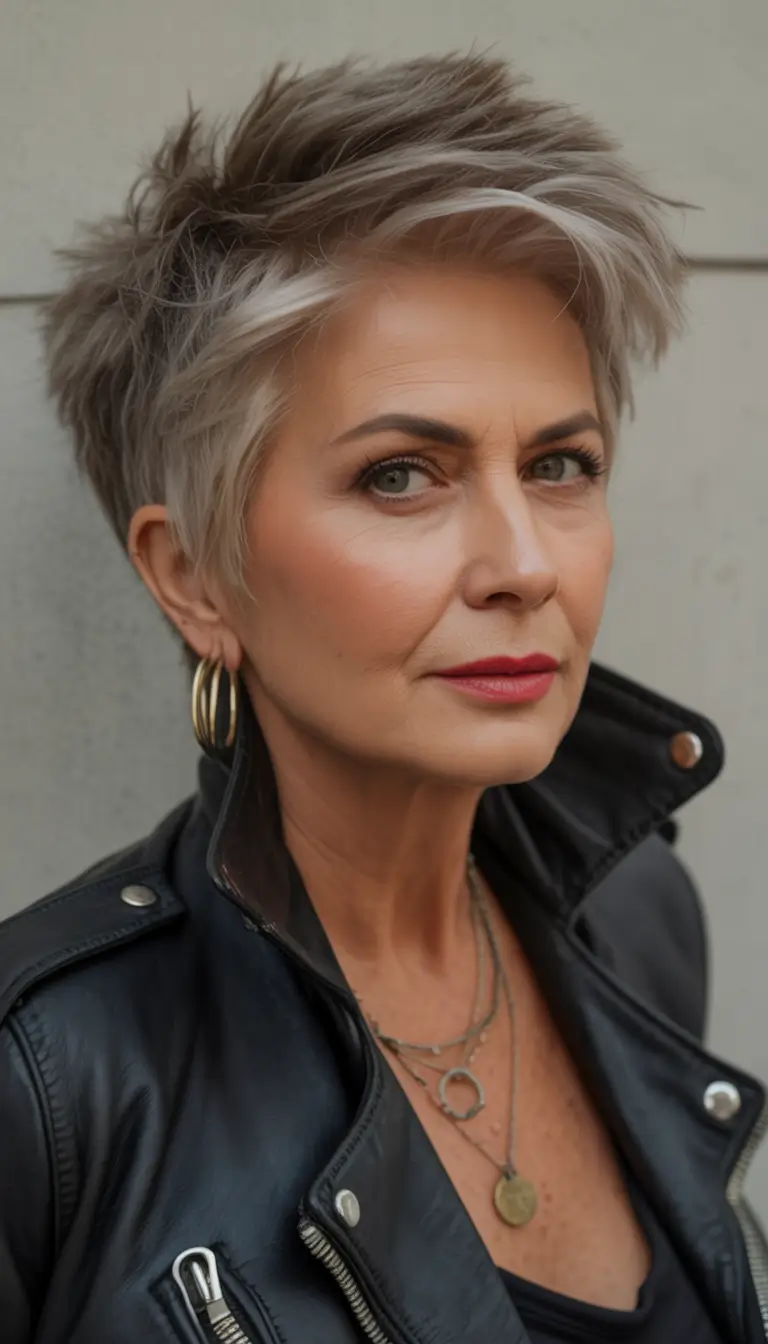 winter haircuts for women over 50 Edgy Short Pixie with Dimension