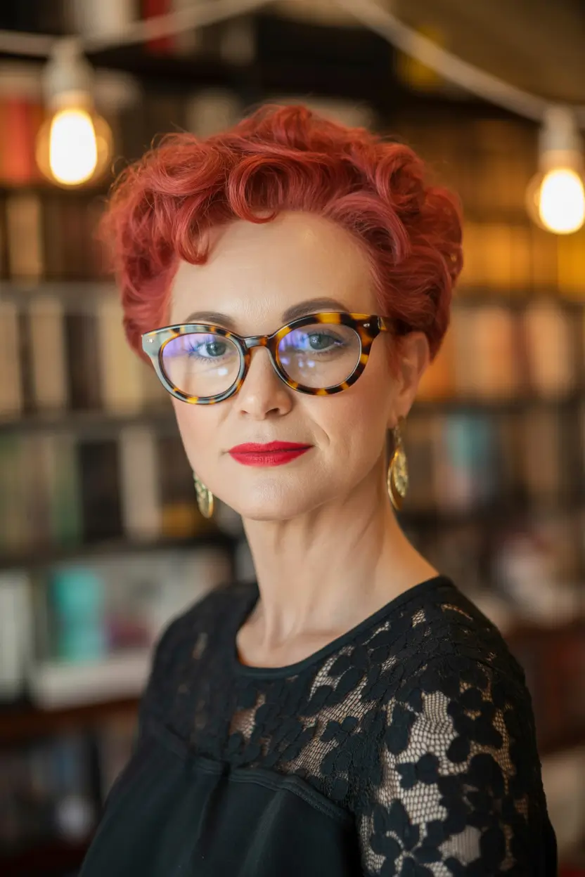 winter haircuts for women over 50 Vintage Red Curls with Modern Flair