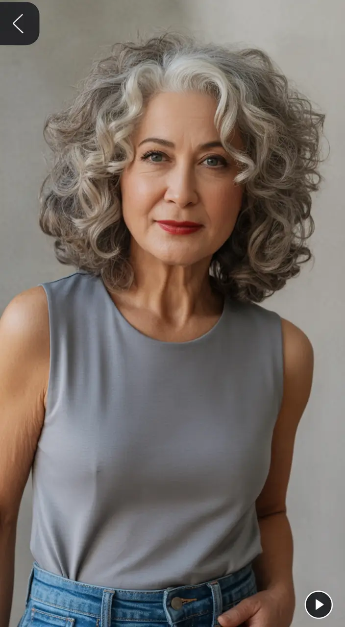 winter haircuts for women over 50 Silver Spiral Volume