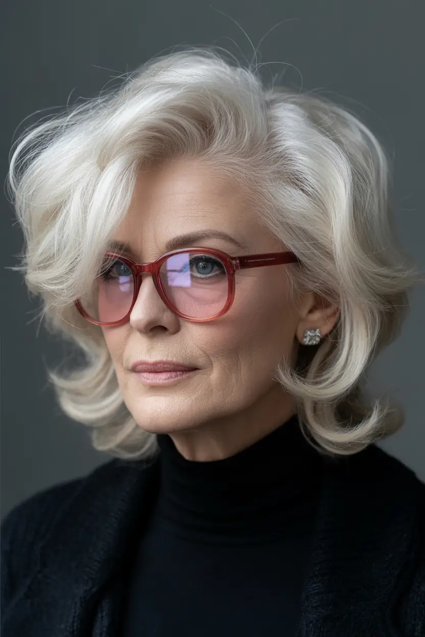 winter haircuts for women over 50 Voluminous Platinum Blowout