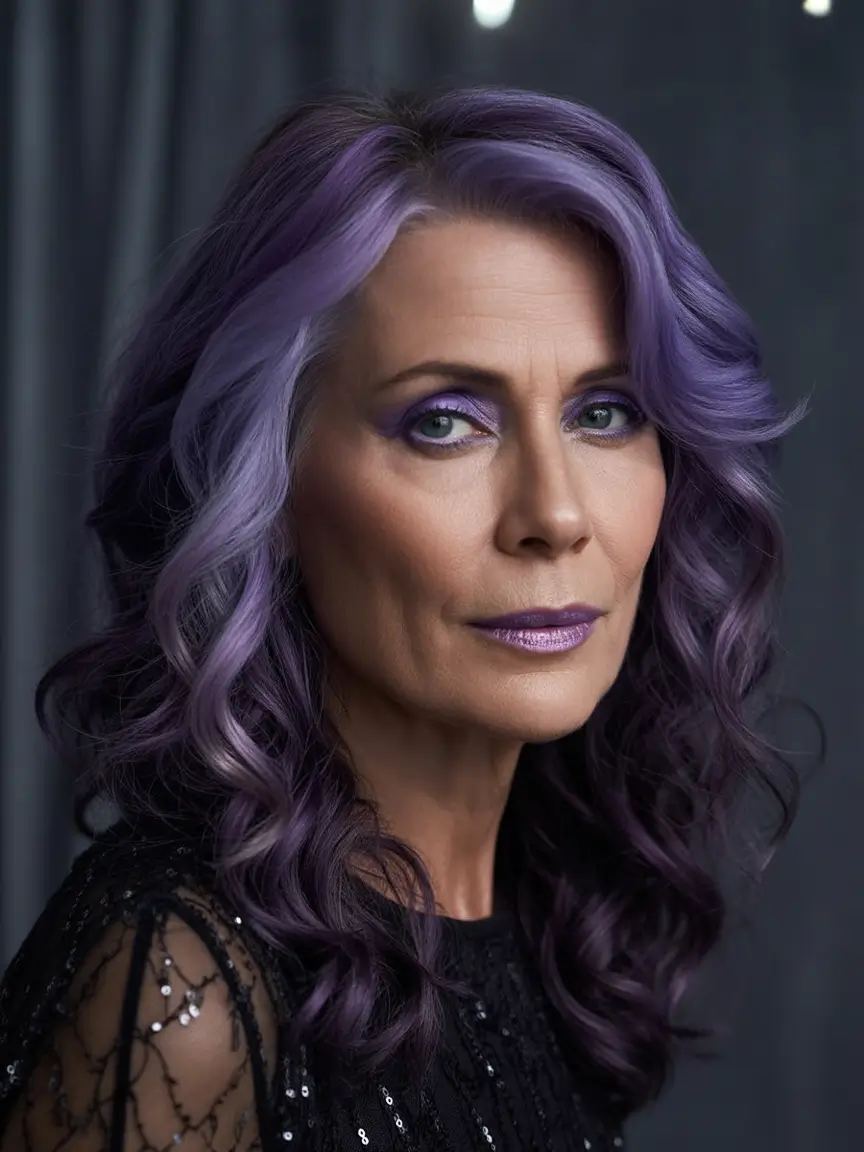 winter haircuts for women over 50 Soft Waves in Fantasy Violet