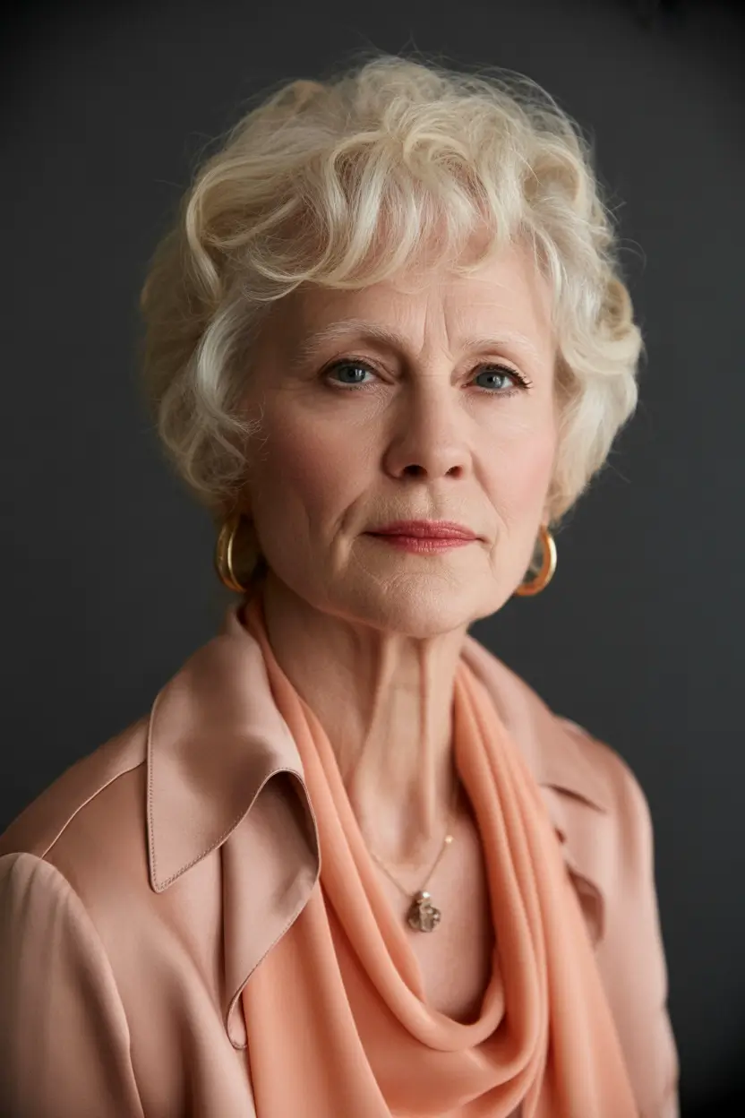 winter haircuts for women over 60 Soft Short Curls with Vintage Charm